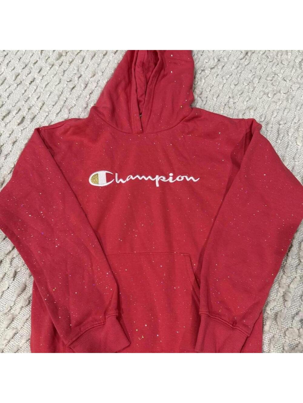 Champion Red Hoodie with Glitter Speckles